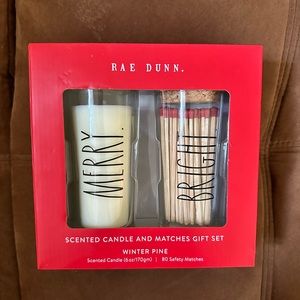 Rae Dunn Holiday Candle & Match Set Christmas 2019 Winter Pine Scent Gift Set